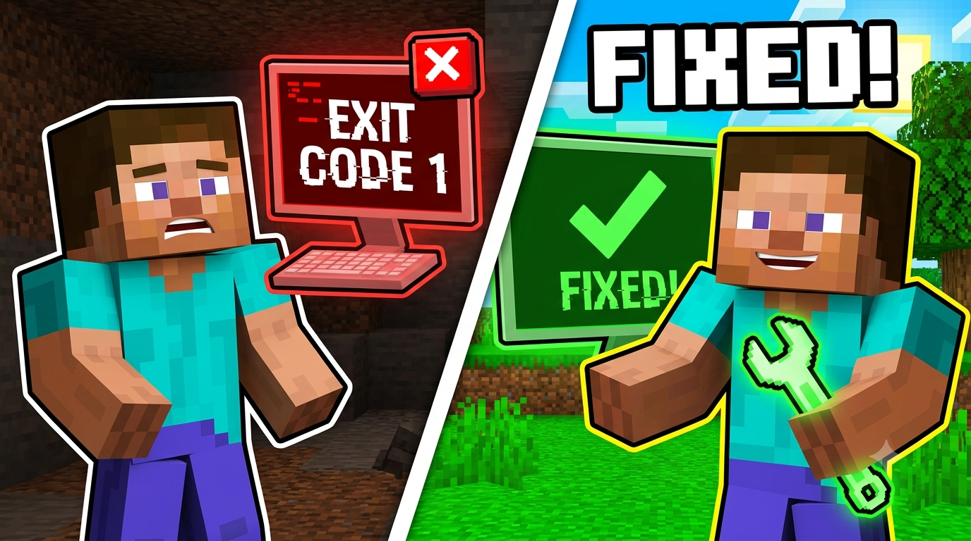 Exit Code 1 w Minecraft - jak szybko naprawić błąd uruchamiania? (Poradnik)